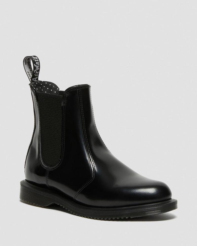 Dr Martens Flora Smooth Leren Laarsjes Dames Zwart | NL 645KOR